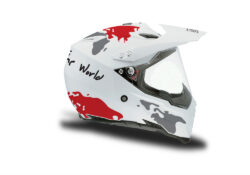 HEL 3732 AGV AX 8 DUAL Helmet White The Globe Red Silver Stickers Kit Right