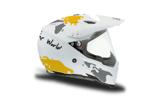 HEL 3733 AGV AX 8 DUAL Helmet White The Globe Yellow Silver Stickers Kit Right