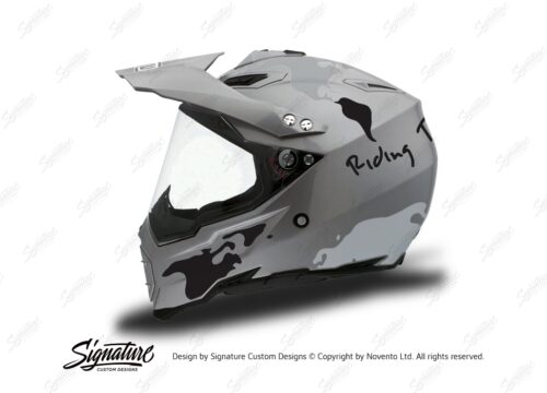 HEL 3734 AGV AX 8 DUAL Helmet Titanium The Globe Black Silver Stickers Kit Left