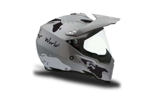 HEL 3734 AGV AX 8 DUAL Helmet Titanium The Globe Black Silver Stickers Kit Right