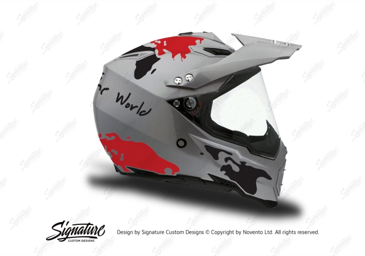 AGV AX-8 DUAL (Titanium) The Globe Black Red Stickers