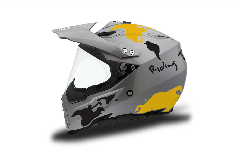HEL 3737 AGV AX 8 DUAL Helmet Titanium The Globe Yellow Black Stickers Kit Left