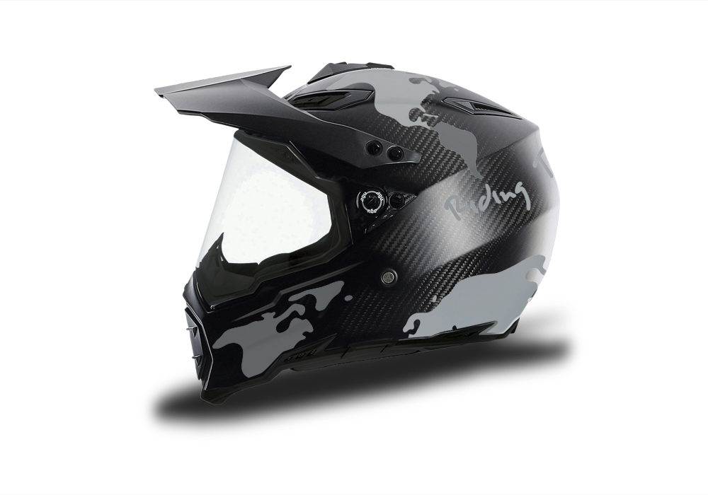 HEL 3738 AGV AX 8 DUAL Helmet Carbon The Globe Silver Variations Stickers Kit Left