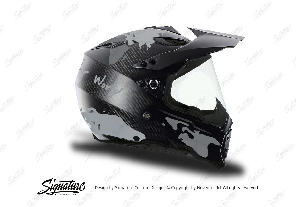 HEL 3738 AGV AX 8 DUAL Helmet Carbon The Globe Silver Variations Stickers Kit Right