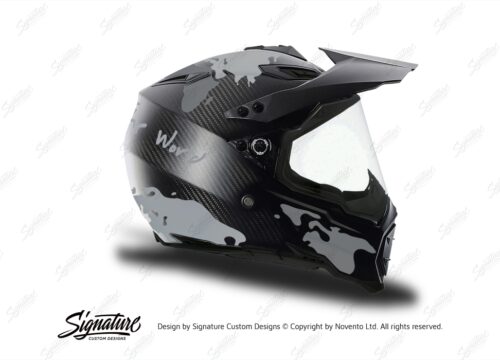 HEL 3738 AGV AX 8 DUAL Helmet Carbon The Globe Silver Variations Stickers Kit Right
