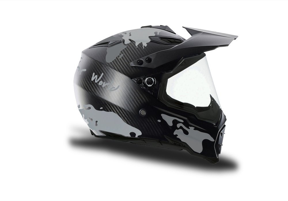 HEL 3738 AGV AX 8 DUAL Helmet Carbon The Globe Silver Variations Stickers Kit Right