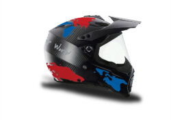 HEL 3739 AGV AX 8 DUAL Helmet Carbon The Globe Blue Red Stickers Kit Right