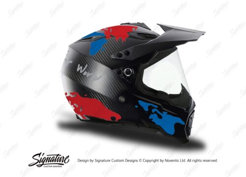 HEL 3739 AGV AX 8 DUAL Helmet Carbon The Globe Blue Red Stickers Kit Right