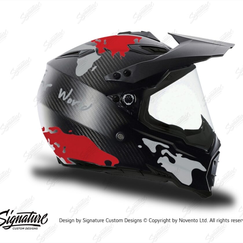 agv ax-8 helmet sale AGV AX-8 DUAL (Carbon) The Globe Red & Silver Stickers