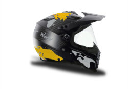 HEL 3741 AGV AX 8 DUAL Helmet Carbon The Globe Yellow Silver Stickers Kit Right