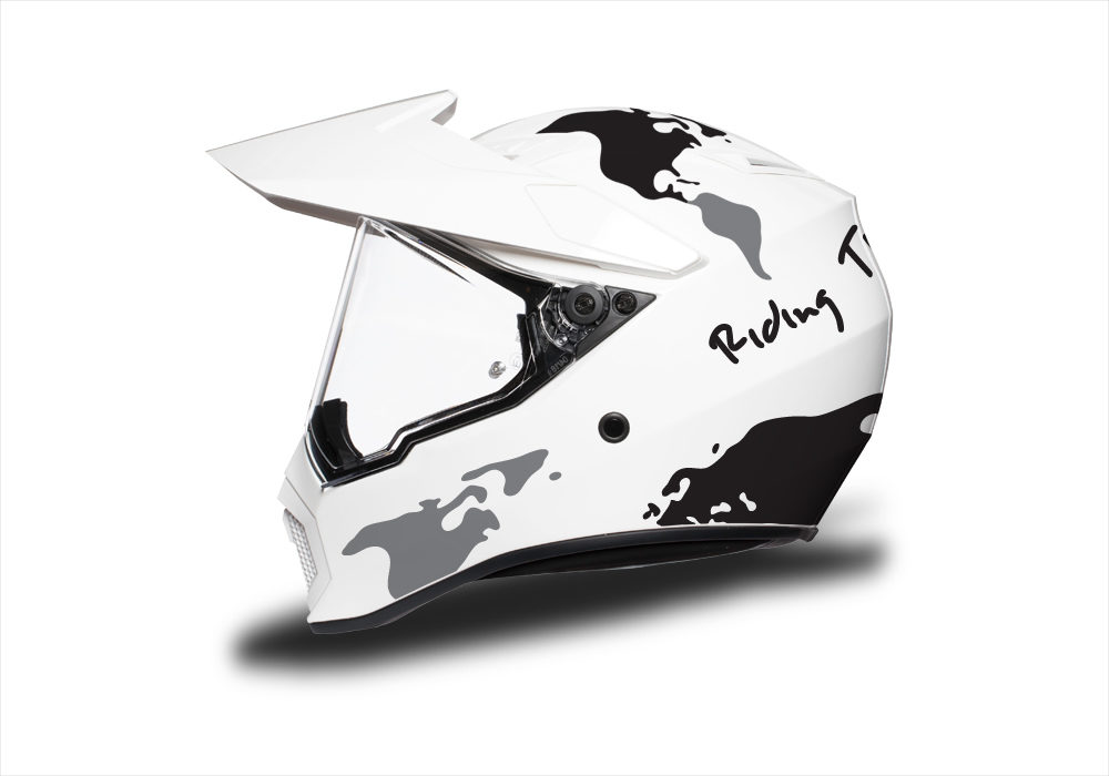 HEL 3742 AGV AX 9 Helmet White The Globe Black Silver Stickers Kit Left