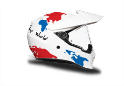 HEL 3743 AGV AX 9 Helmet White The Globe Red Blue Stickers Kit Right