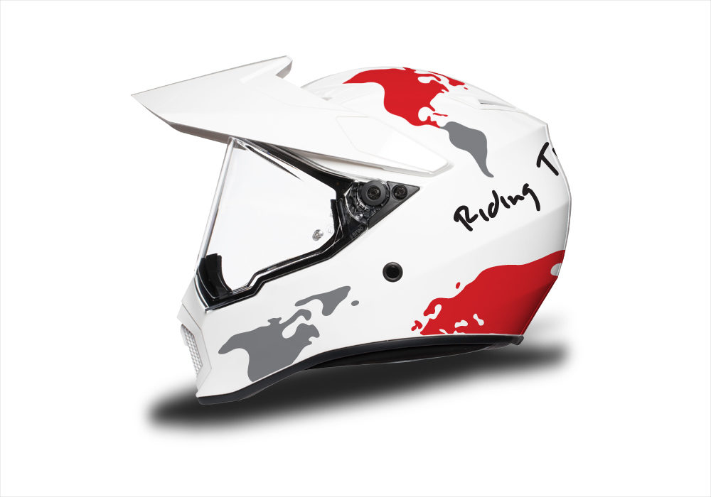HEL 3744 AGV AX 9 Helmet White The Globe Red Silver Stickers Kit Left