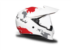HEL 3744 AGV AX 9 Helmet White The Globe Red Silver Stickers Kit Right