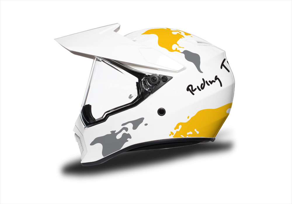 HEL 3745 AGV AX 9 Helmet White The Globe Yellow Silver Stickers Kit Left