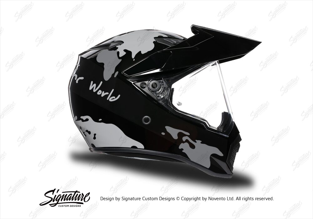 HEL 3746 AGV AX 9 Helmet Black The Globe Silver Variations Stickers Kit Right