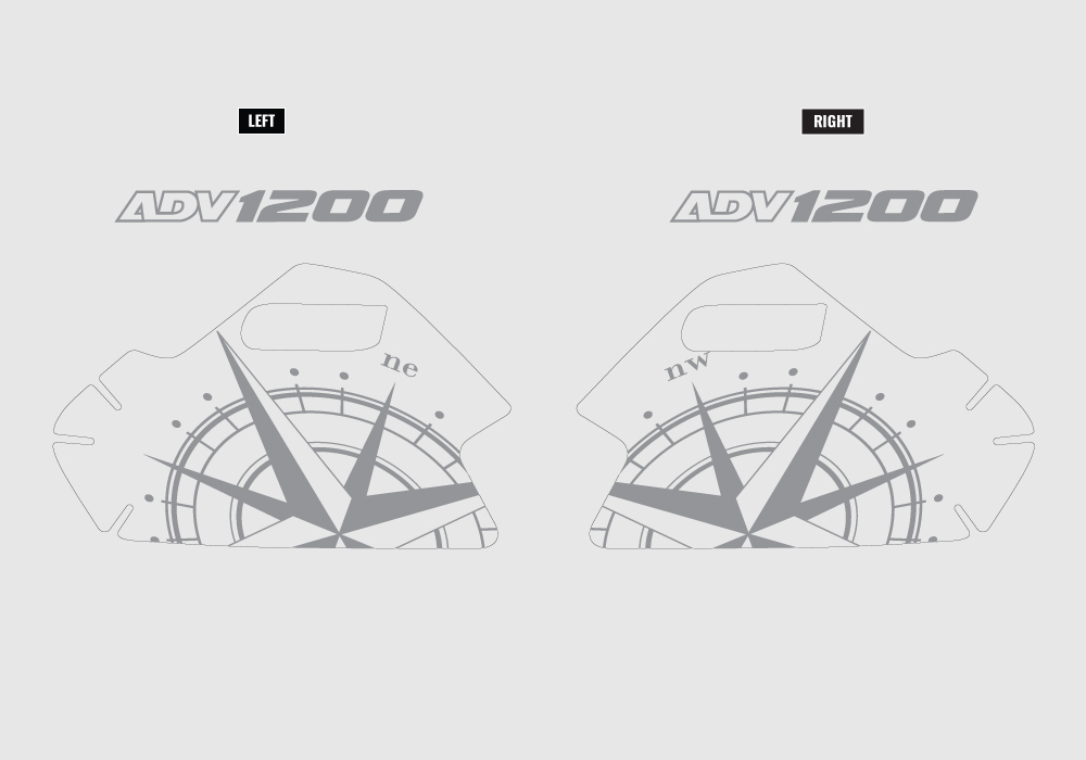 BKIT 3786 BMW R1200GS LC Adventure Olive Green Compass Grey Side Tank Stickers Kit 03