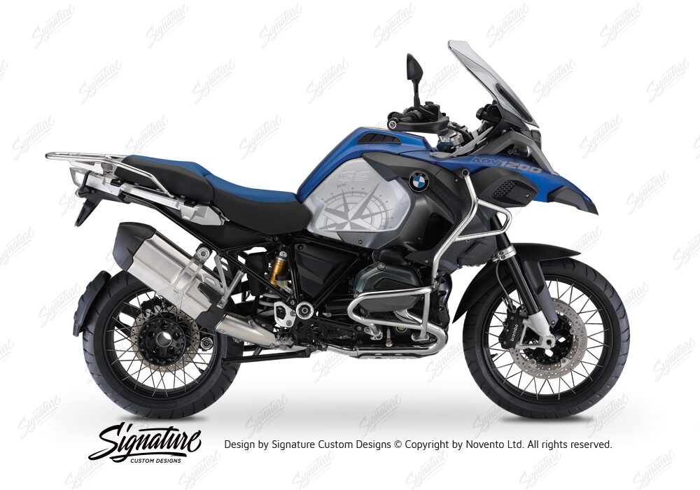 BKIT 3788 BMW R1200GS LC Adventure Racing Blue Compass Grey Side Tank Stickers Kit 01