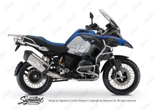 BKIT 3788 BMW R1200GS LC Adventure Racing Blue Compass Grey Side Tank Stickers Kit 01