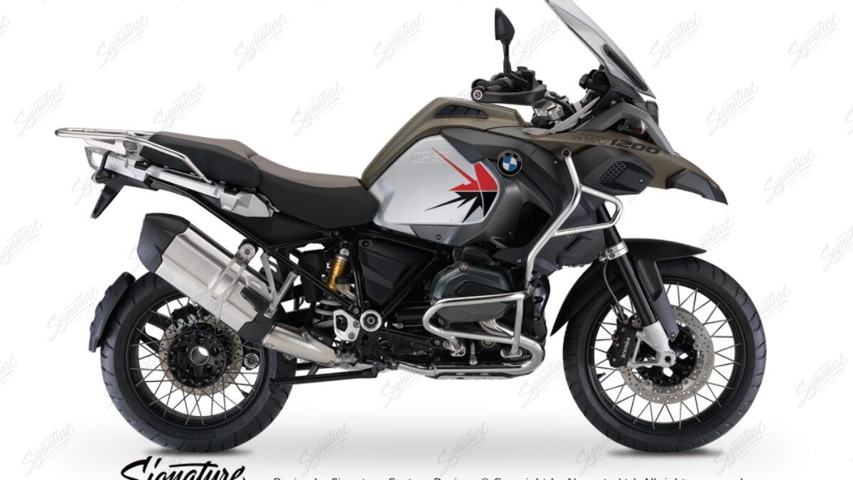 BMW R1200GS LC Adventure Olive Matte Spike Red & Black Stickers