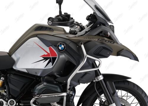 BKIT 3792 BMW R1200GS Adventure Olive Green Spike V2 Red Black Stickers Kit 02