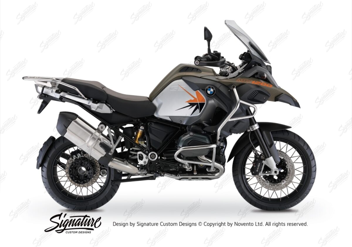 BMW R1200GS LC Adventure Olive Matte Spike Orange & Black Stickers