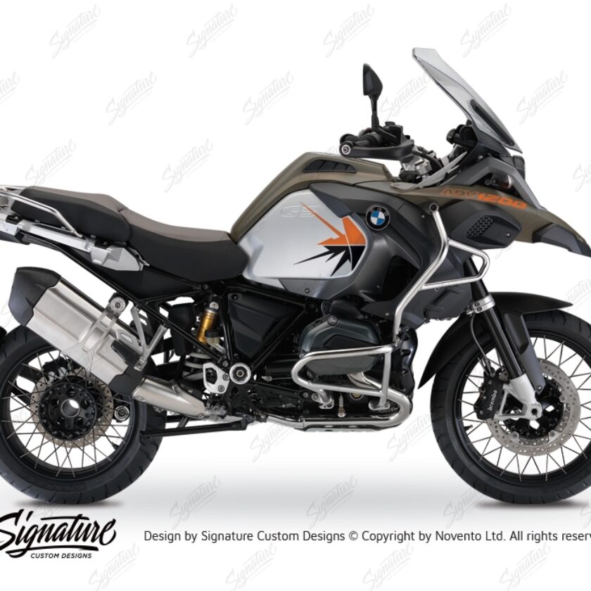 BMW R1200GS LC Adventure Olive Matte Spike Orange & Black Stickers
