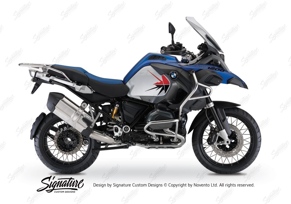 BKIT 3797 BMW R1200GS LC Adventure Racing Blue Spike V2 Red Black Stickers Kit 01