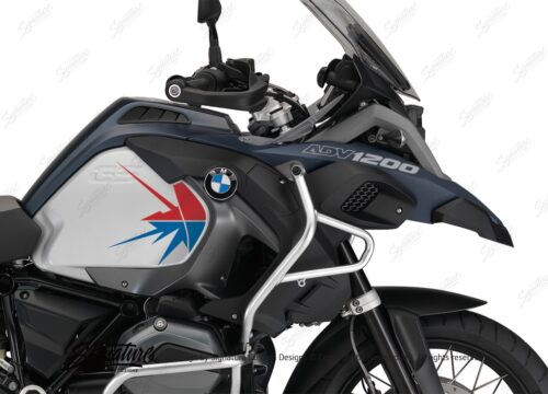 BKIT 3798 BMW R1200GS LC Adventure Ocean Blue Spike V2 Blue Red Stickers Kit 02
