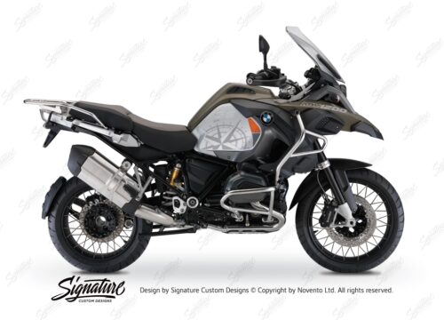 BKIT 3820 BMW R1200GS LC Adventure Olive Green Compass with Side Tank Orange Stickers Kit Silver 01