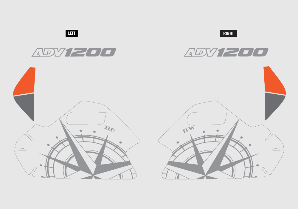 BKIT 3820 BMW R1200GS LC Adventure Olive Green Compass with Side Tank Orange Stickers Kit z 03