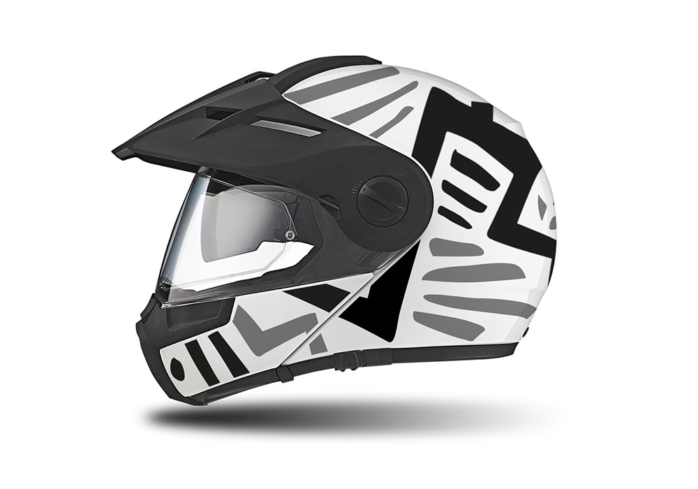 Schuberth E1 Helmet (White) Massai Series Black Grey Stickers