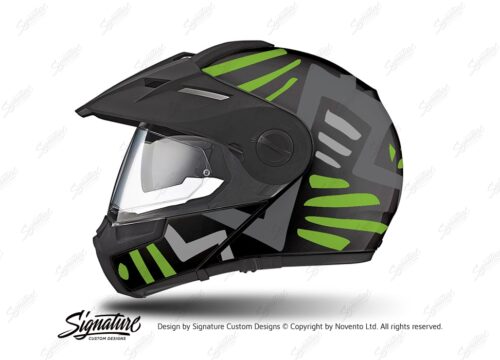 HEL 3948 Schuberth E1 Helmet Black Massai Toxic Green Grey Silver