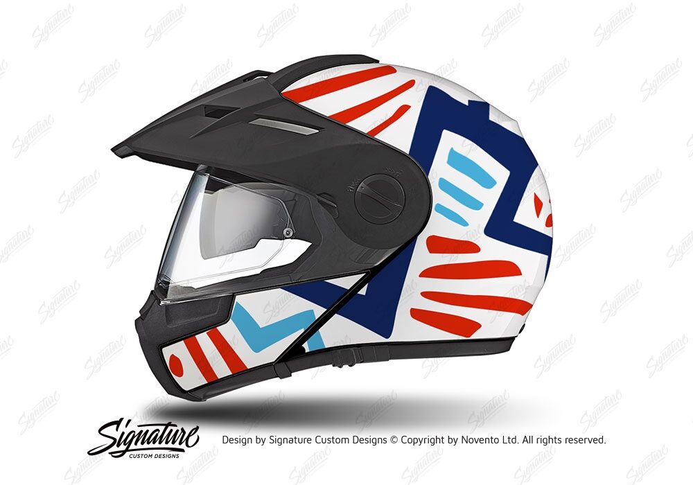 HEL 3950 Schuberth E1 Helmet White Massai Red Blue Light Blue