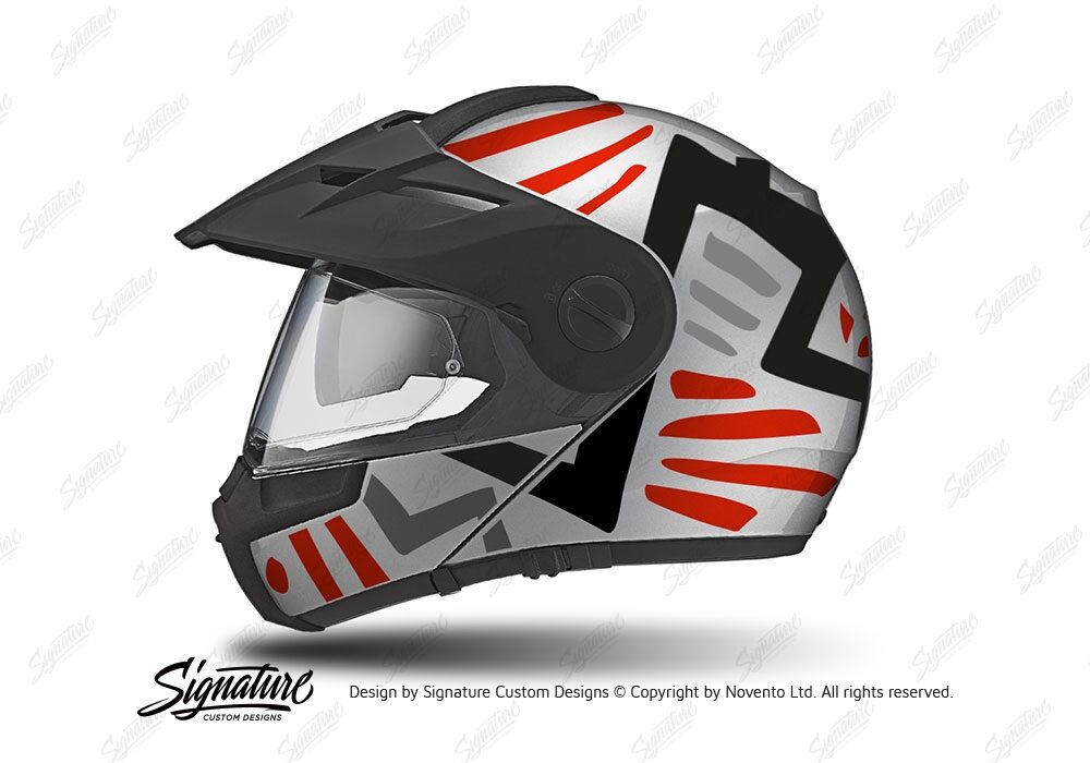 HEL 3952 Schuberth E1 Helmet Silver Massai Red Grey Black