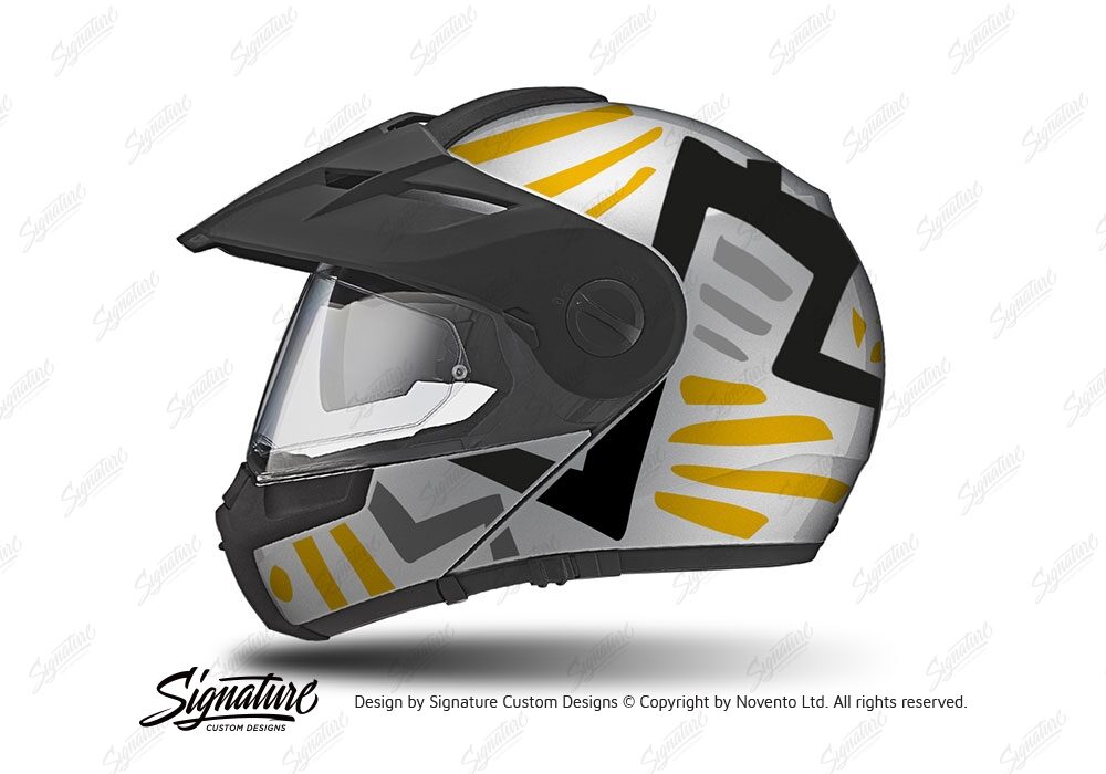 HEL 3954 Schuberth E1 Helmet Silver Massai Yellow Grey Black
