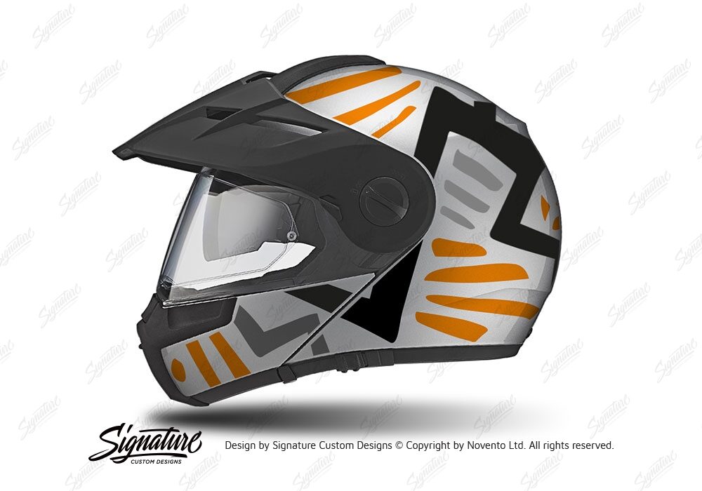 HEL 3955 Schuberth E1 Helmet Silver Massai Orange Grey Black