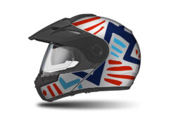 HEL 3957 Schuberth E1 Helmet Silver Massai Red Blue Light Blue
