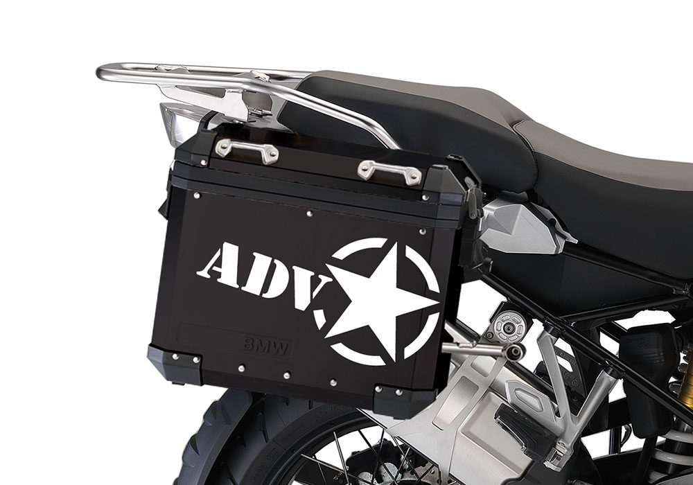 BSTI 4054 BMW ALUMINUM SIDE PANNIERS BLACK ADV STAR STICKERS white 02