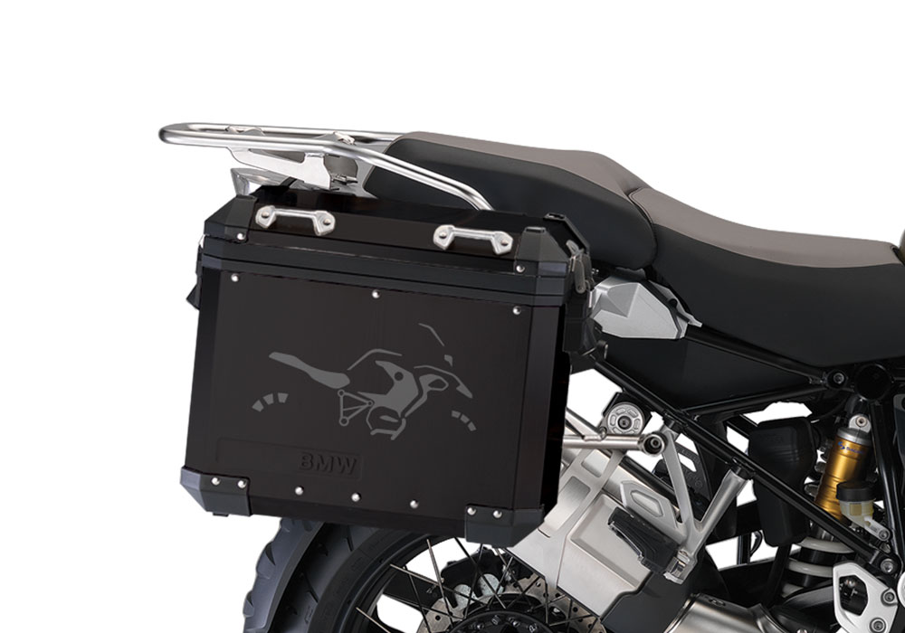 BSTI 4063 BMW ALUMINUM SIDE PANNIERS BLACK BIKE STICKERS Dark Silver 02