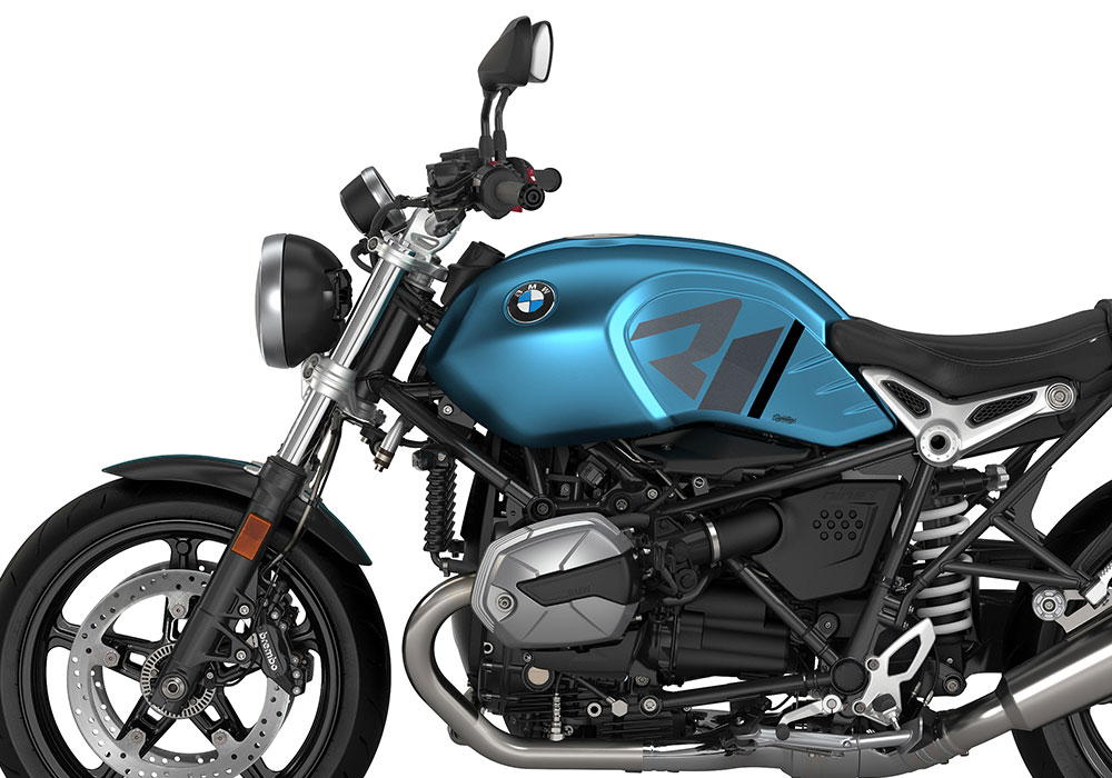 SIG 1126 02 BMW RnineT Pure R LINE Black Grey Variations Stickers Teal Blue Metallic Matte Left 02