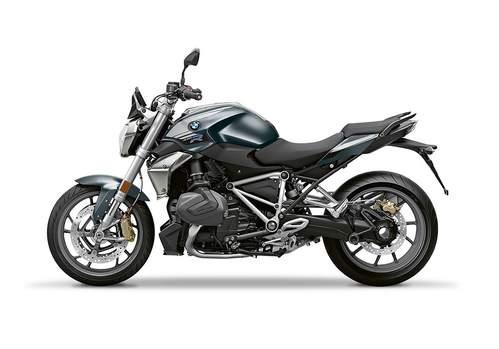 SIG 1243 02 BMW R1250R PYRAMID FRAME Silver Gloss STICKERS Mineral Grey Metallic Left