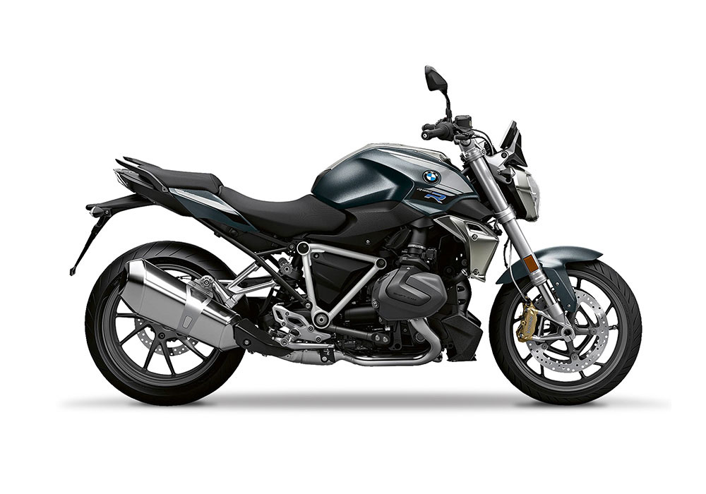 SIG 1243 02 BMW R1250R PYRAMID FRAME Silver Gloss STICKERS Mineral Grey Metallic right