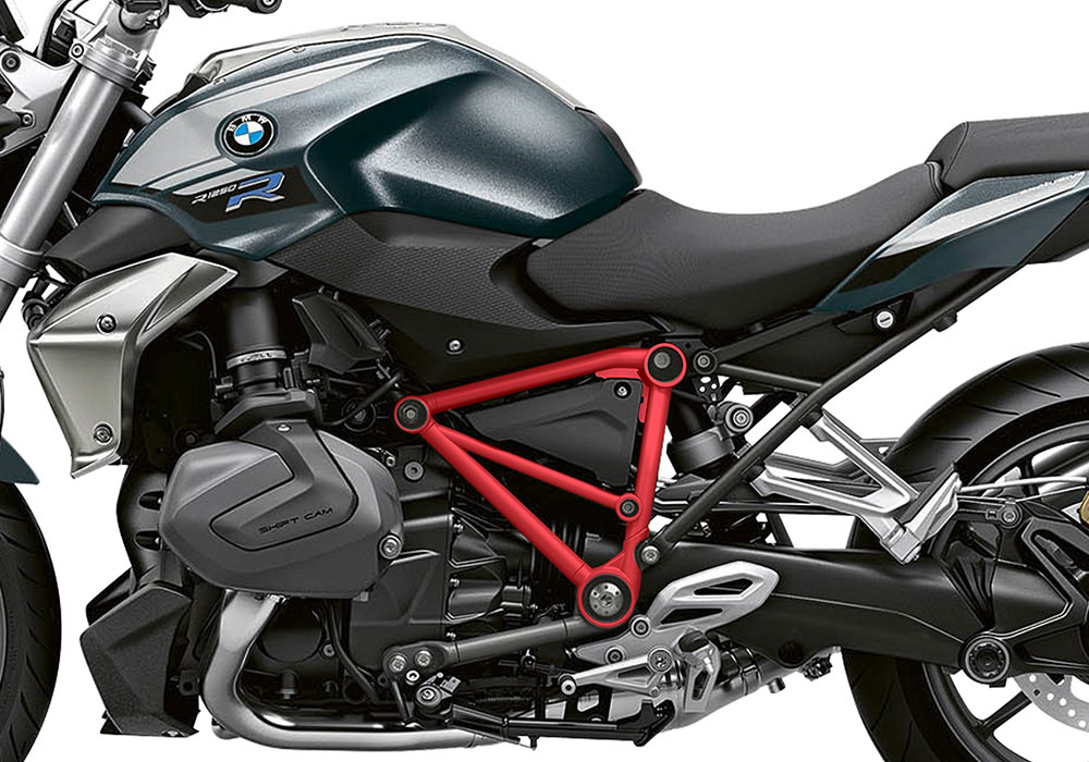 SIG 1245 02 BMW R1250R PYRAMID FRAME Red Gloss STICKERS Mineral Grey Metallic Left 02