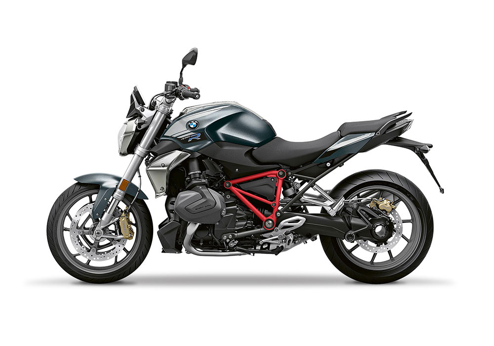 SIG 1245 02 BMW R1250R PYRAMID FRAME Red Gloss STICKERS Mineral Grey Metallic Left