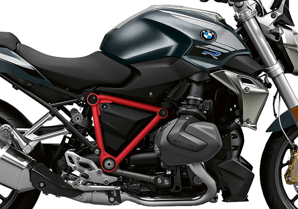 SIG 1245 02 BMW R1250R PYRAMID FRAME Red Gloss STICKERS Mineral Grey Metallic Right 02