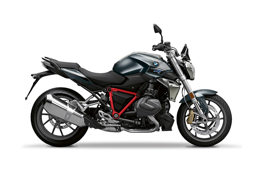 SIG 1245 02 BMW R1250R PYRAMID FRAME Red Gloss STICKERS Mineral Grey Metallic Right