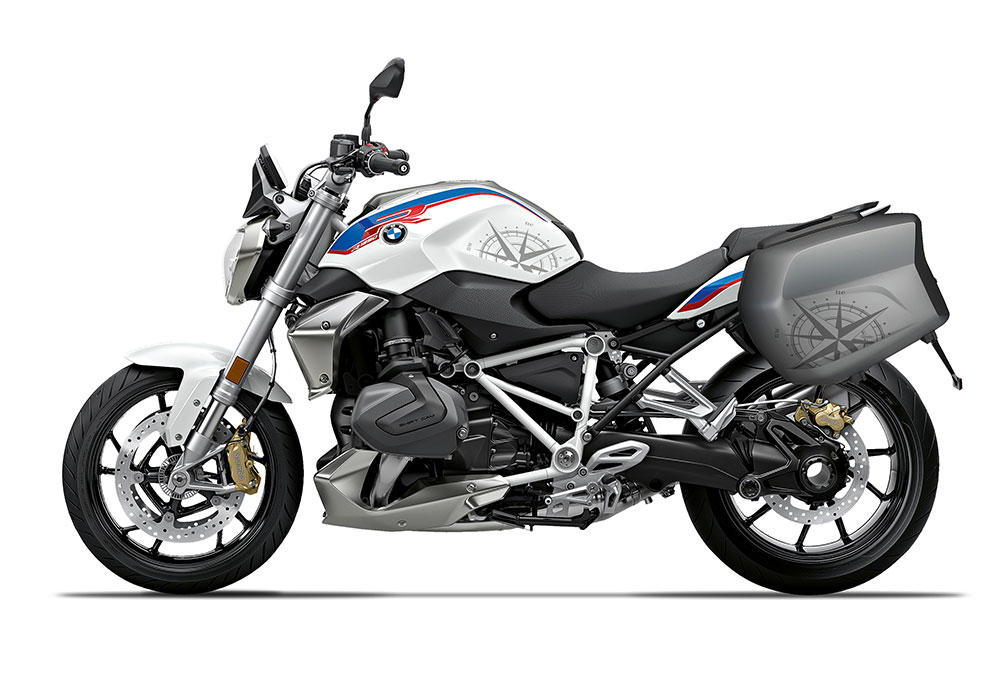 SIG 1249 BMW Touring Side Compass Silver Gloss Stickers Asphalt Grey Metallic Matte Left