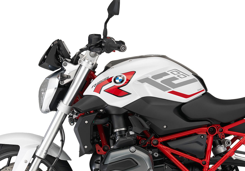SIG 1256 01 BMW R1200R Raise Silver Red Stickers Light White Left 02