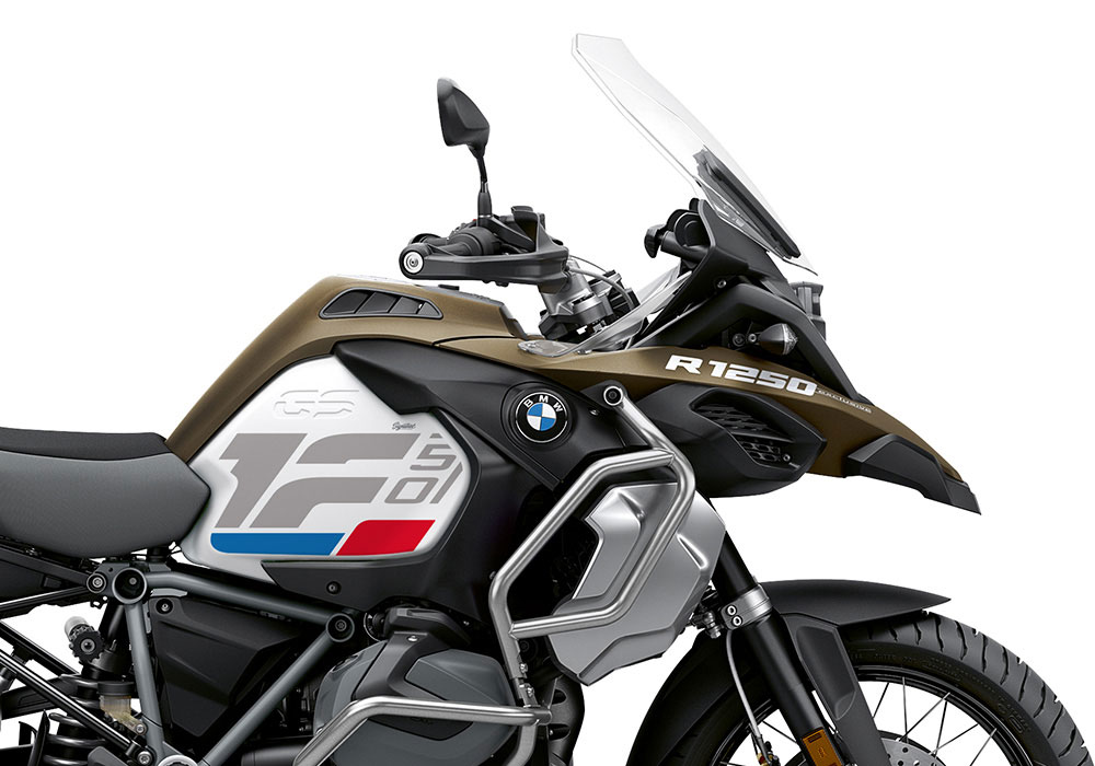 SIG 1268 02 BMW R1250GS Adv Raise Grey Red Blue Stickers Style Exclusive silver Tank Right 02